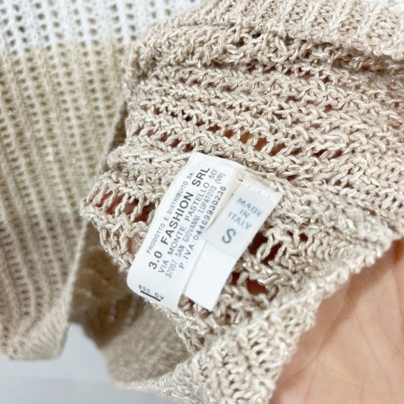 Dismero Made in Italy Open Knit Pullover Sweater Metallic Color Block Size Small - Picture 6 of 8